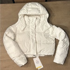NWT Lululemon wunder puff super- cropped jacket- white- size 4